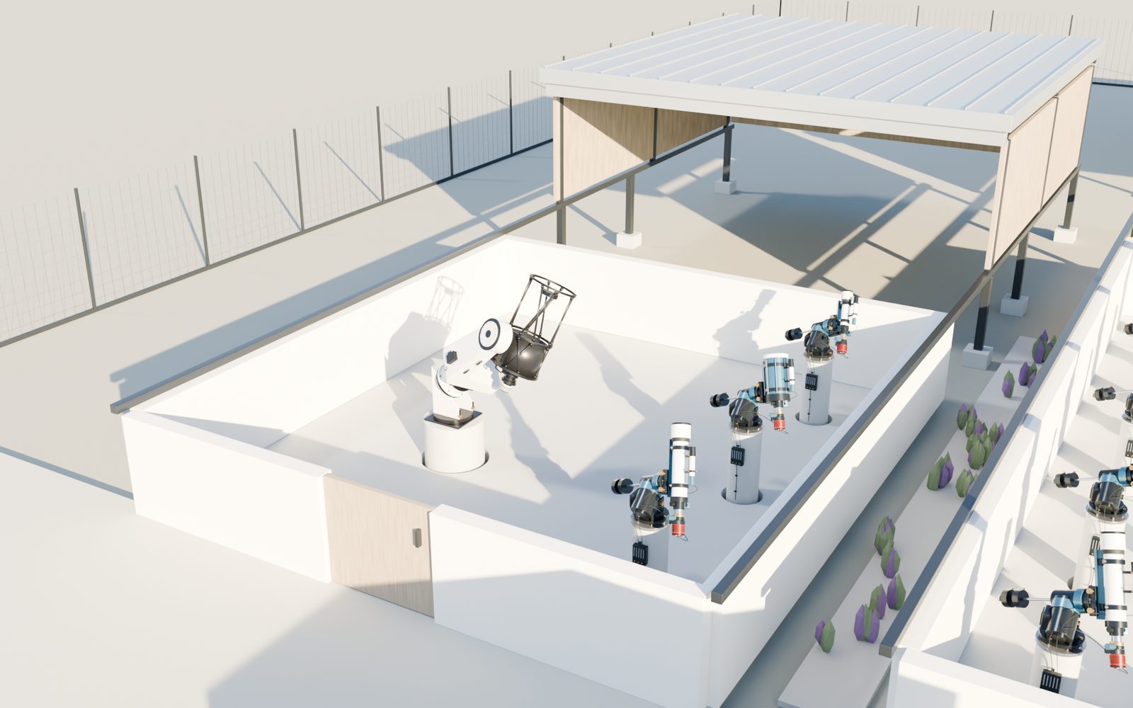 The enlarged main telescope room with the PlaneWave and three companion instruments.