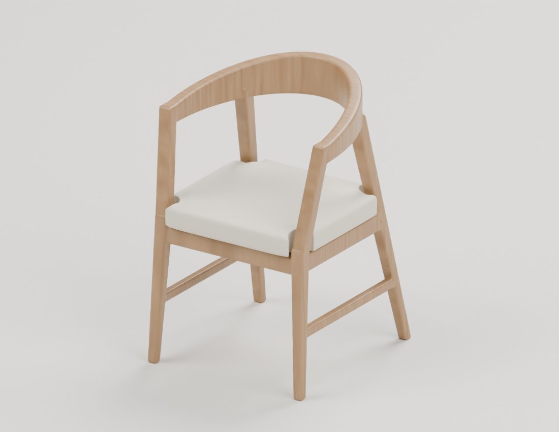 Dining chair, isolated native Blender three-quarter view.