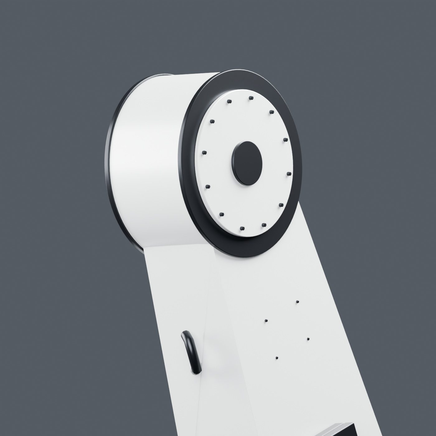Detail of the mount arm joining the circular axis housing.